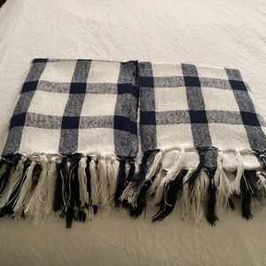 Pottery Barn Throws, pair navy and white check pattern 50 1/2” x62 1/2”